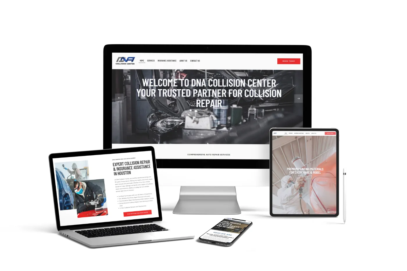 DNA Collision Repair website design by Plum Web Design